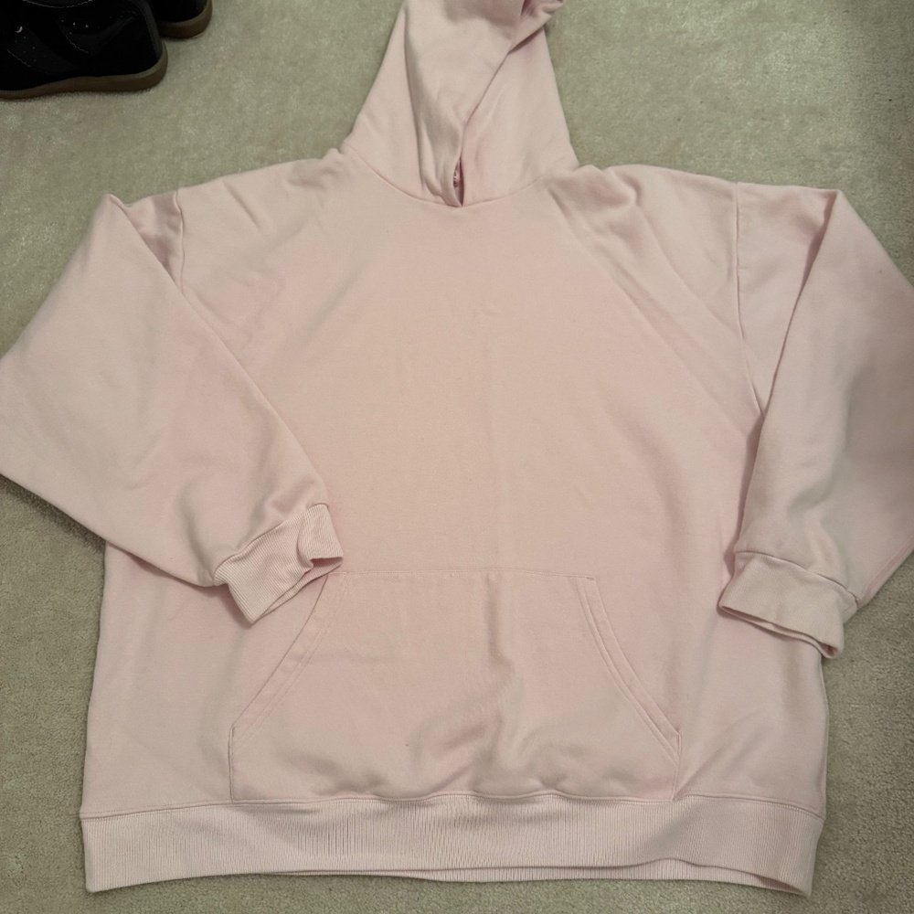 SKIMS Baby Pink Cotton Fleece Boyfriend Hoodie